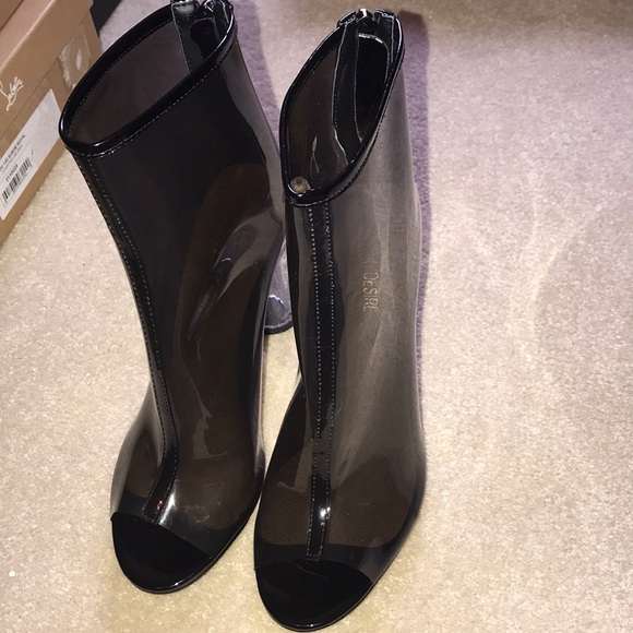 Shoes - Public Desire Woke clear Perspex Heel ankle boots